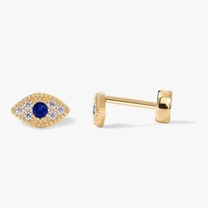 🧿✨ 14K Gold Plated CZ Evil Eye Stud Earrings